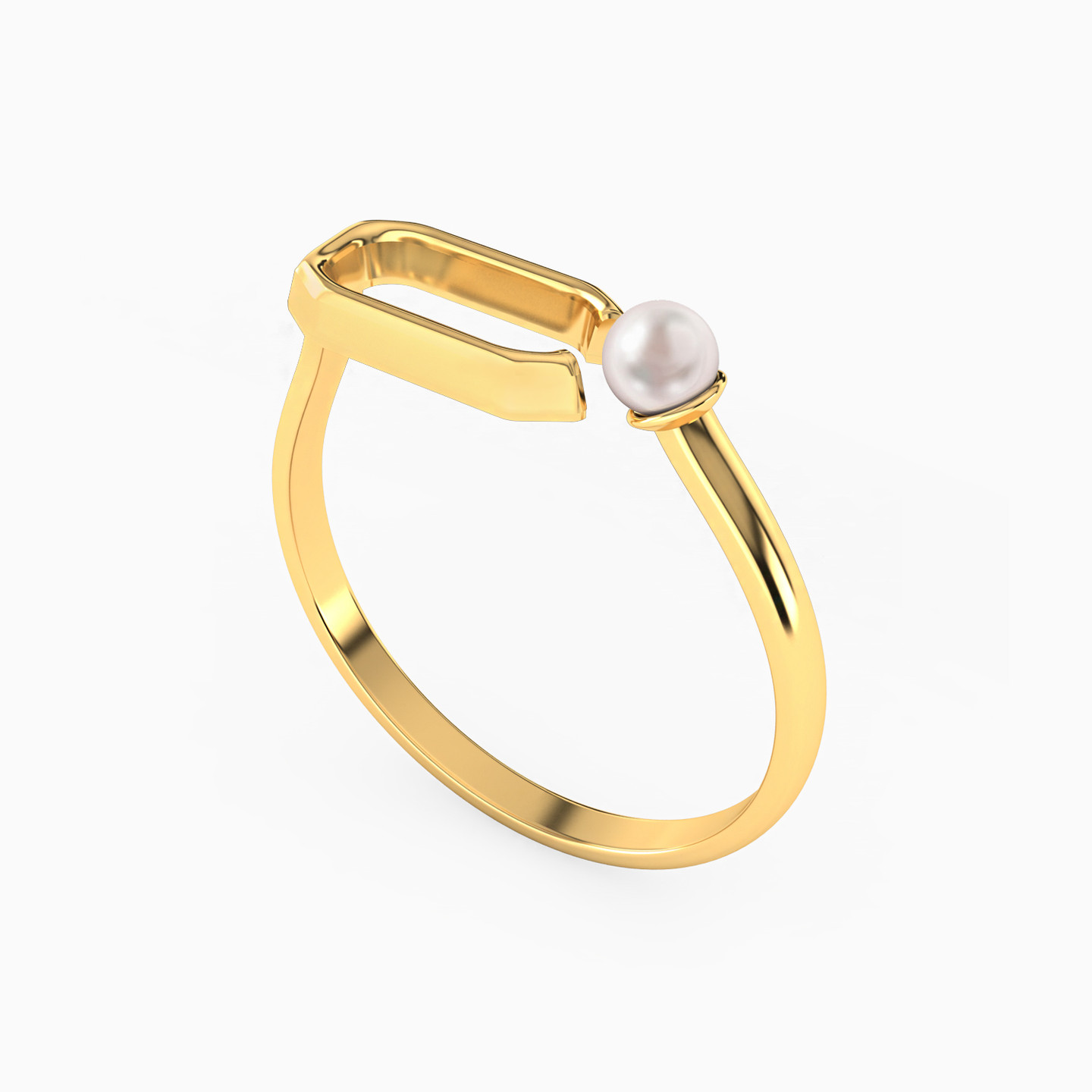 Rectangle Shaped Pearls Statement Ring in 18K Gold - 2
