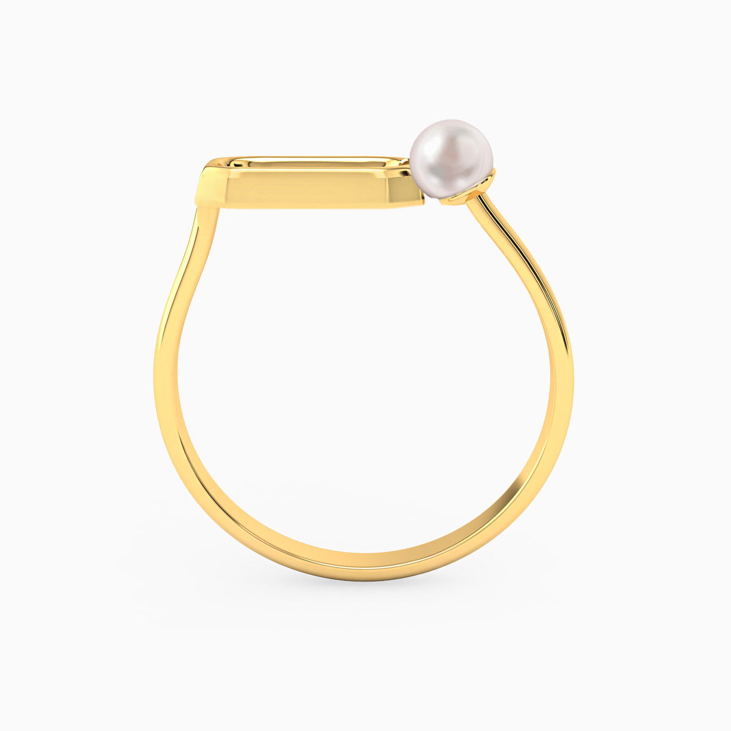 Rectangle Shaped Pearls Statement Ring in 18K Gold - 3