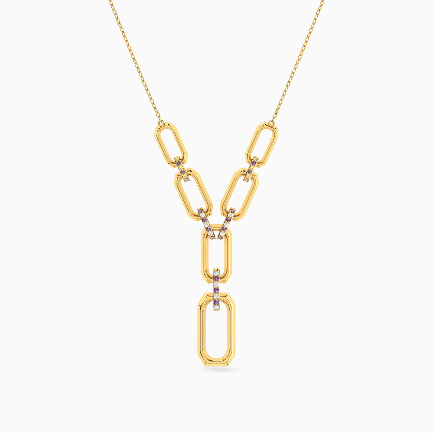 18K Gold Colored Stones Pendant Necklace - 3