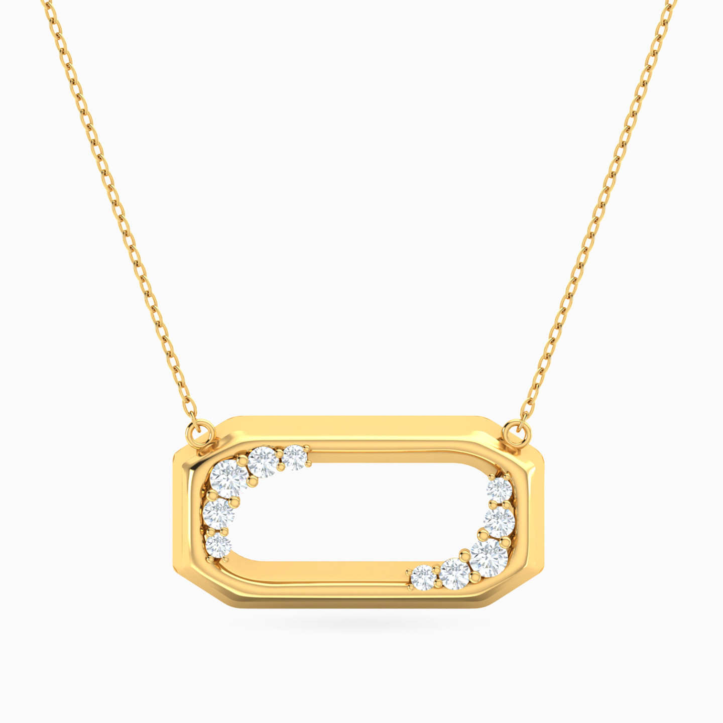 Rectangle Cubic Zirconia Necklace In 18K Gold