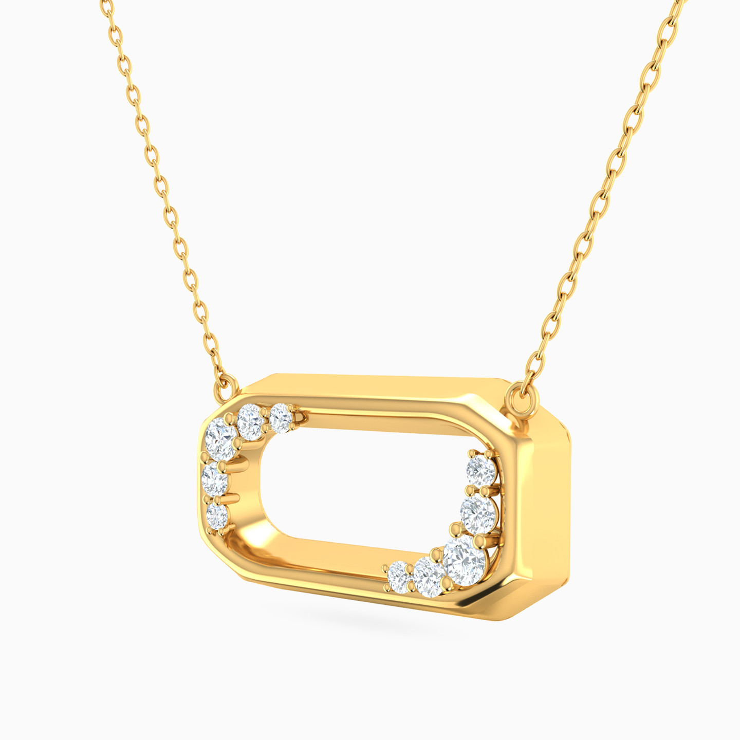 Rectangle Cubic Zirconia Necklace In 18K Gold - 2