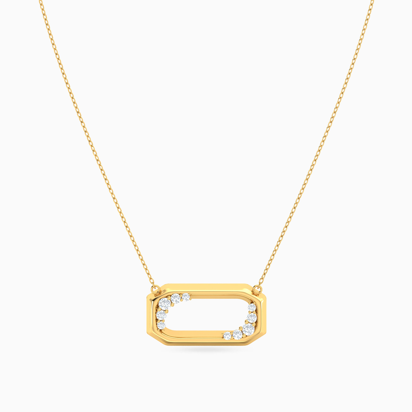 Rectangle Cubic Zirconia Necklace In 18K Gold - 3