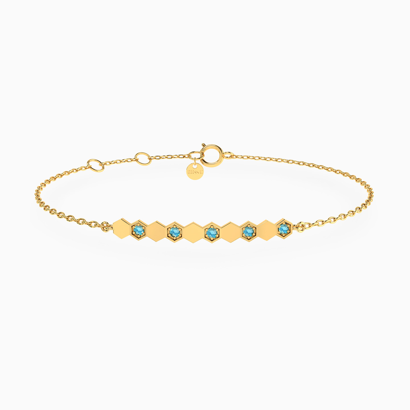 Circle Colored Stones Chain Bracelet in 18K Gold Circle Colored Stones Chain Bracelet in 18K Gold