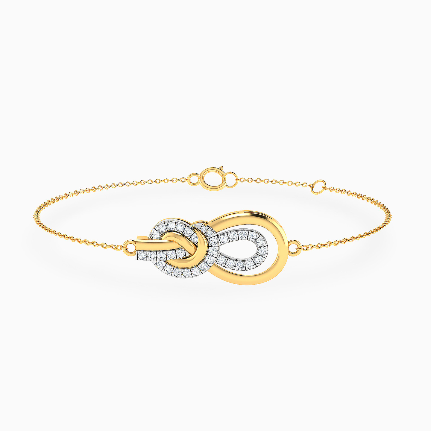 Knot Shaped Diamond Chain Bracelet in 18K Gold