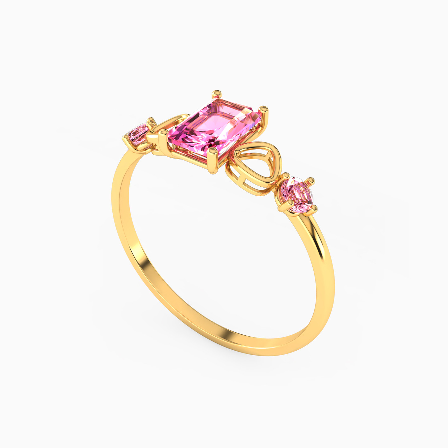 Baguette Rose Stone Ring in 18K Gold - 2 Baguette Rose Stone Ring in 18K Gold - 2