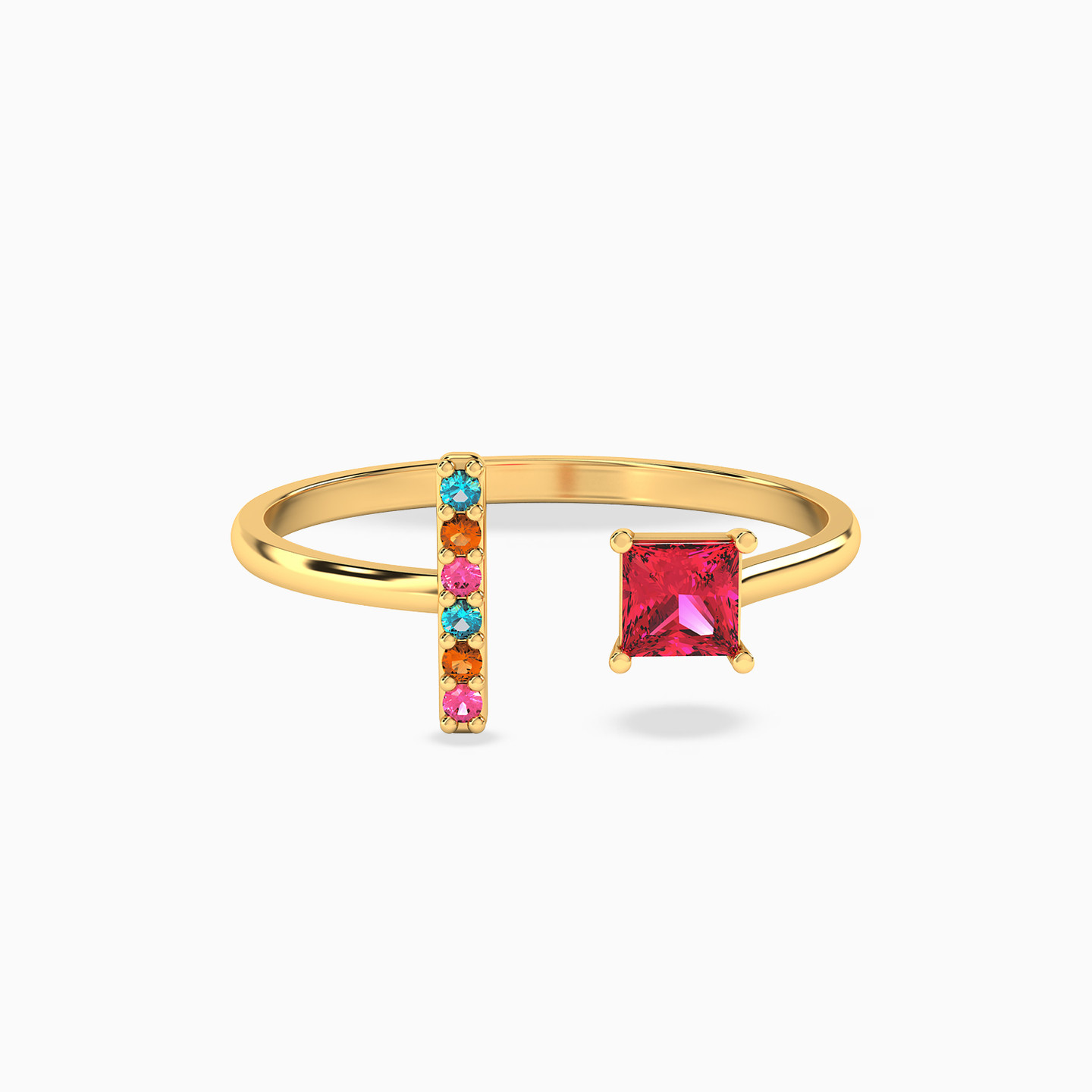 18K Gold Colored Stones Two-headed Ring