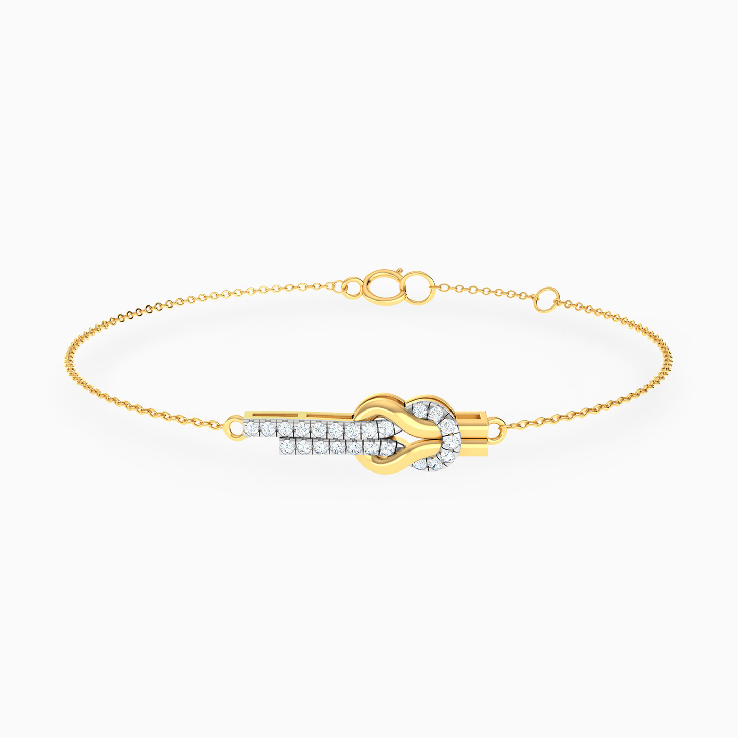 Knot Shaped Diamond Chain Bracelet in 18K Gold