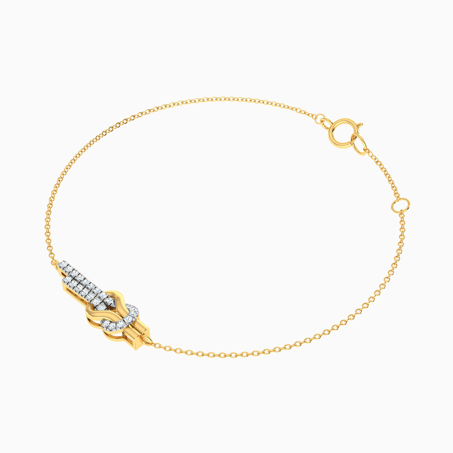 Knot Shaped Diamond Chain Bracelet in 18K Gold - 2