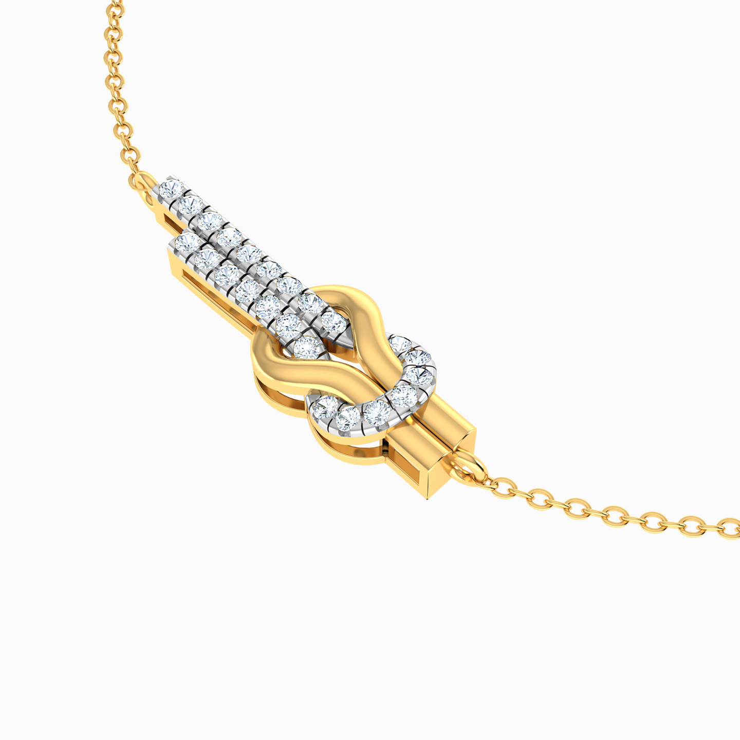 Knot Shaped Diamond Chain Bracelet in 18K Gold - 3