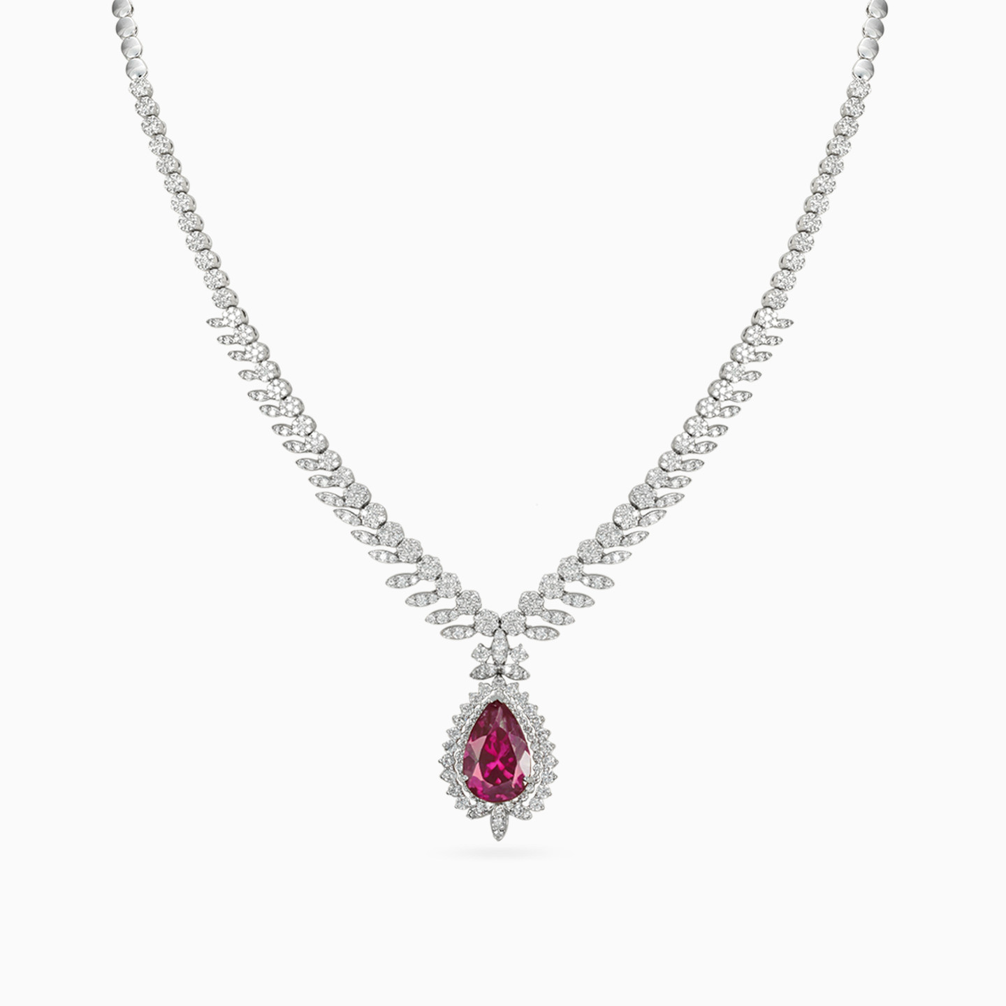 Pear Diamond & Rose Stone Full Set in 18K Gold (4 Pieces) - 2 Pear Diamond & Rose Stone Full Set in 18K Gold (4 Pieces) - 2