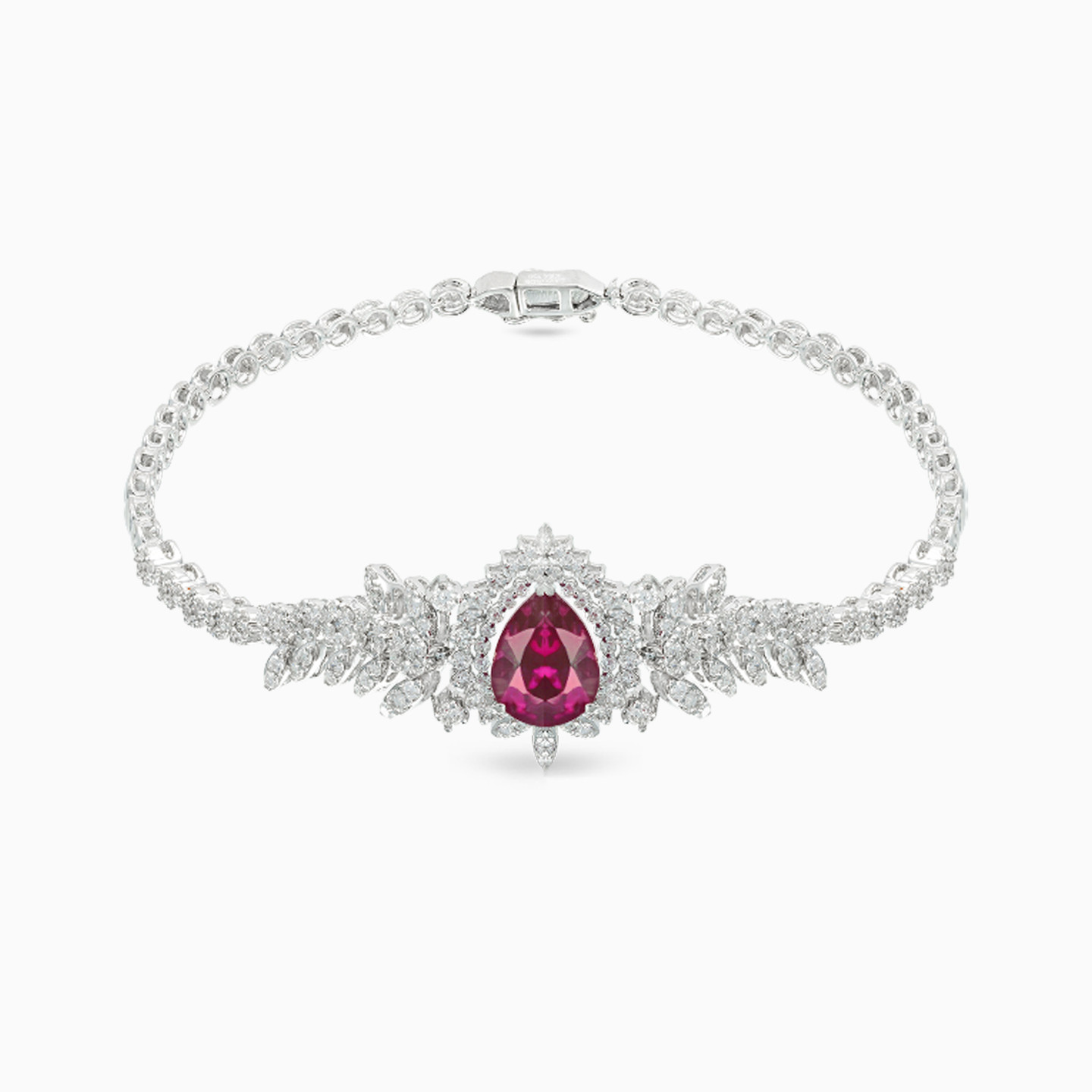 Pear Diamond & Rose Stone Full Set in 18K Gold (4 Pieces) - 3 Pear Diamond & Rose Stone Full Set in 18K Gold (4 Pieces) - 3