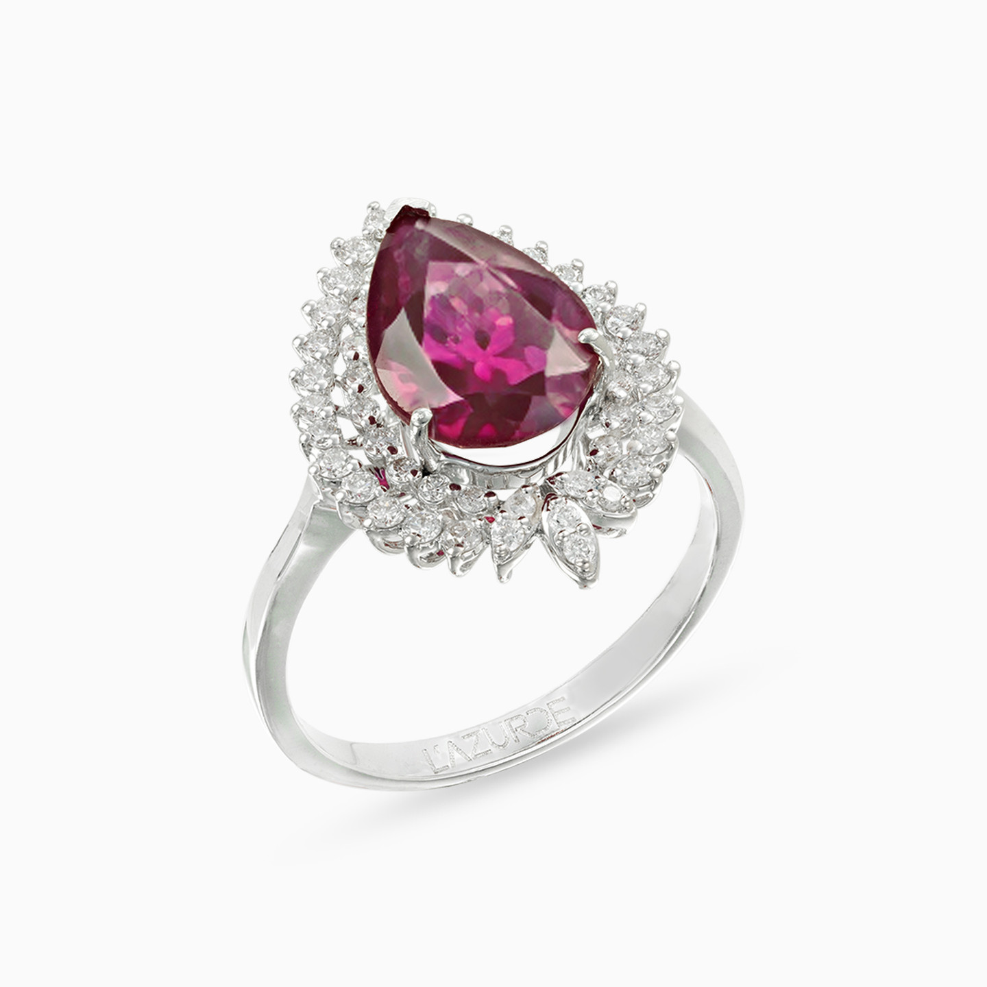 Pear Diamond & Rose Stone Full Set in 18K Gold (4 Pieces) - 4 Pear Diamond & Rose Stone Full Set in 18K Gold (4 Pieces) - 4