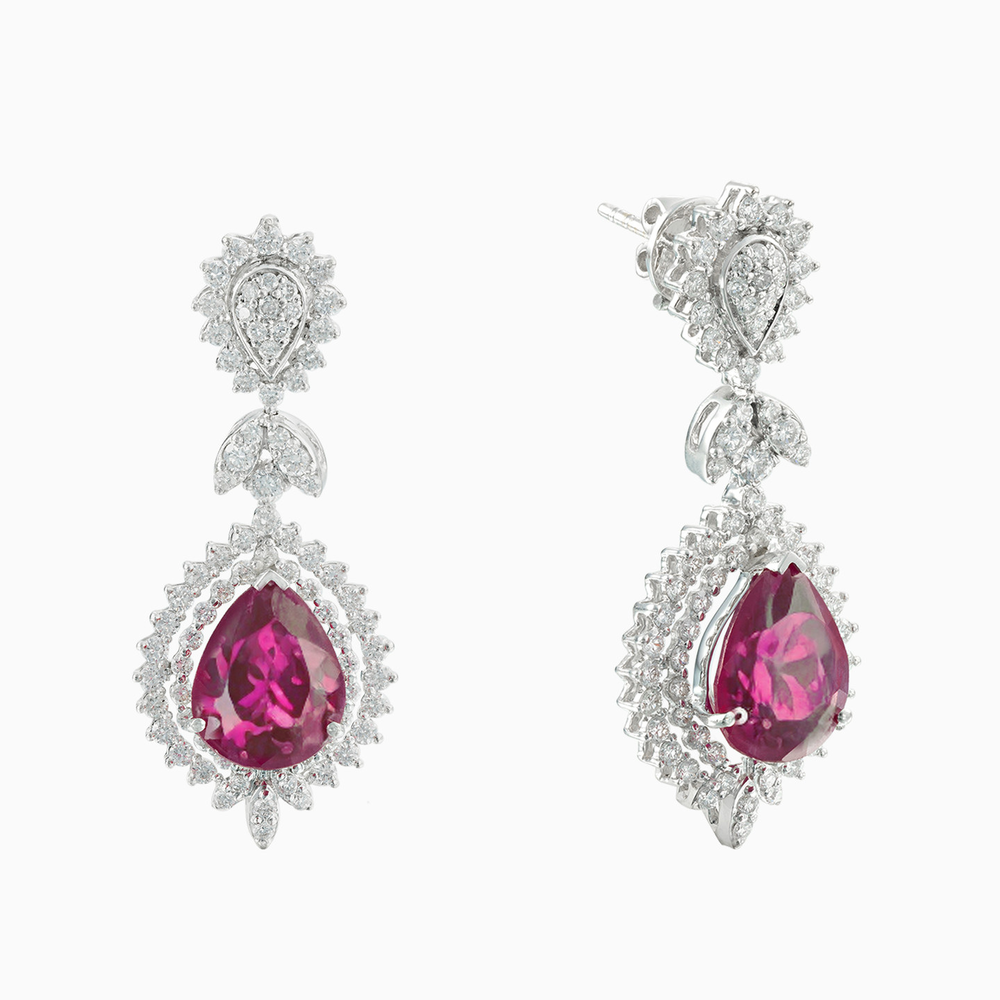 Pear Diamond & Rose Stone Full Set in 18K Gold (4 Pieces) - 5 Pear Diamond & Rose Stone Full Set in 18K Gold (4 Pieces) - 5