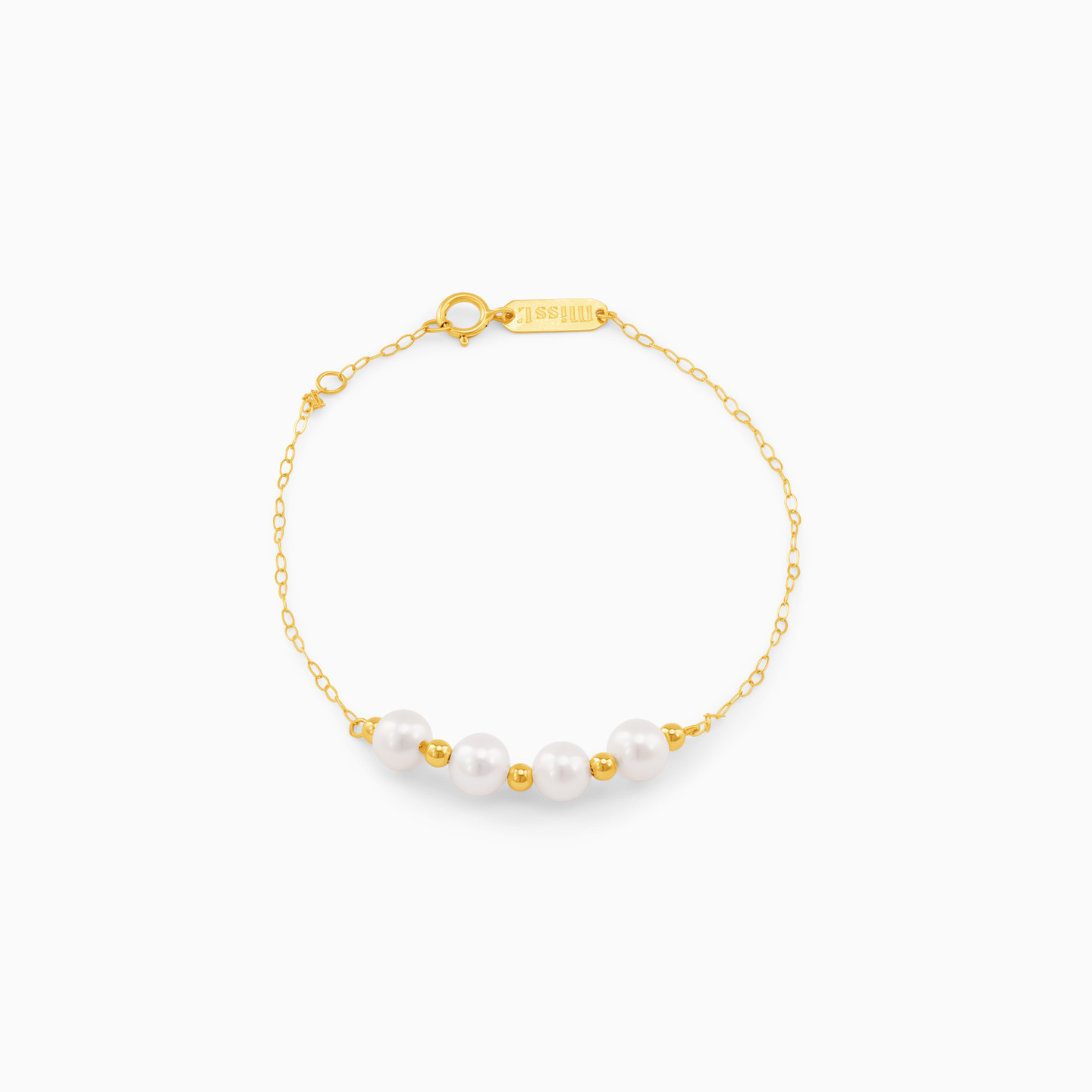 18K Gold Pearl Chain Bracelet