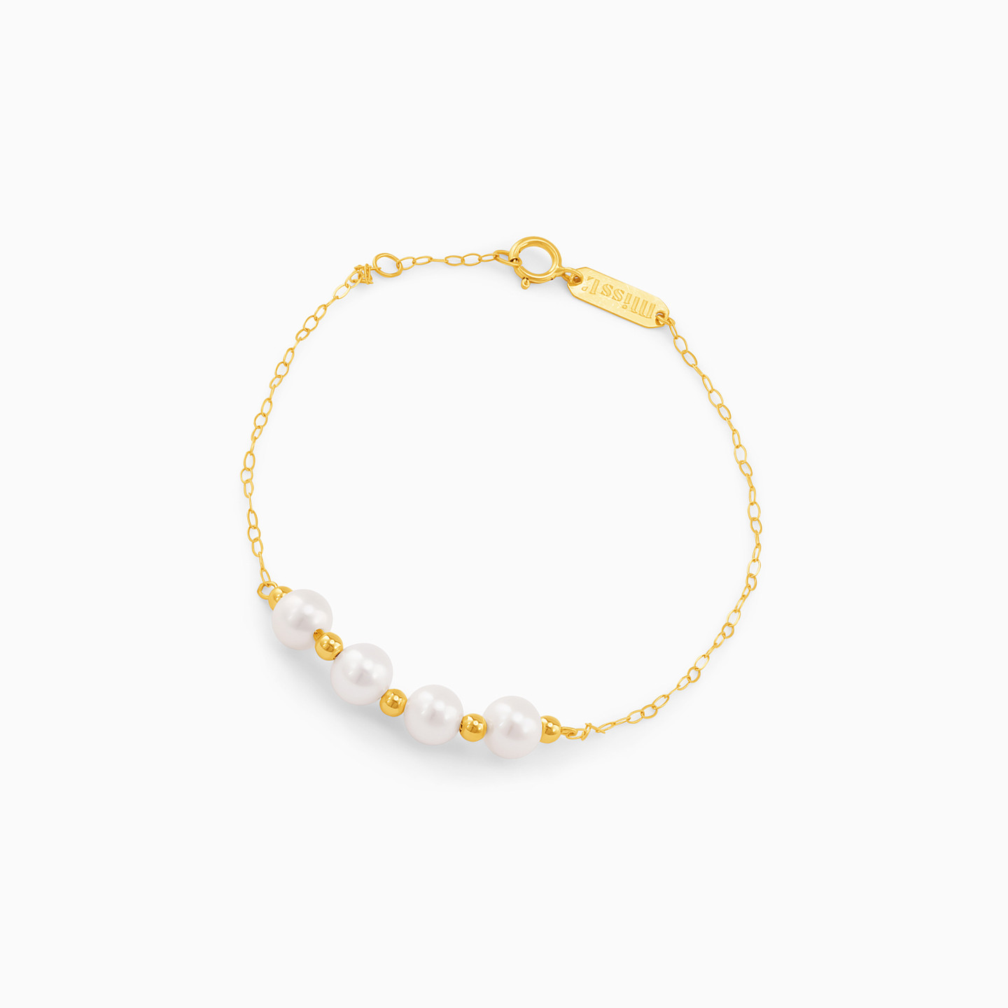 18K Gold Pearl Chain Bracelet - 2