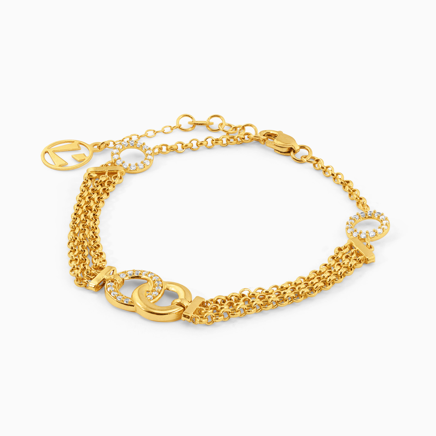 Links Cubic Zirconia Chain Bracelet in 21K Gold Links Cubic Zirconia Chain Bracelet in 21K Gold