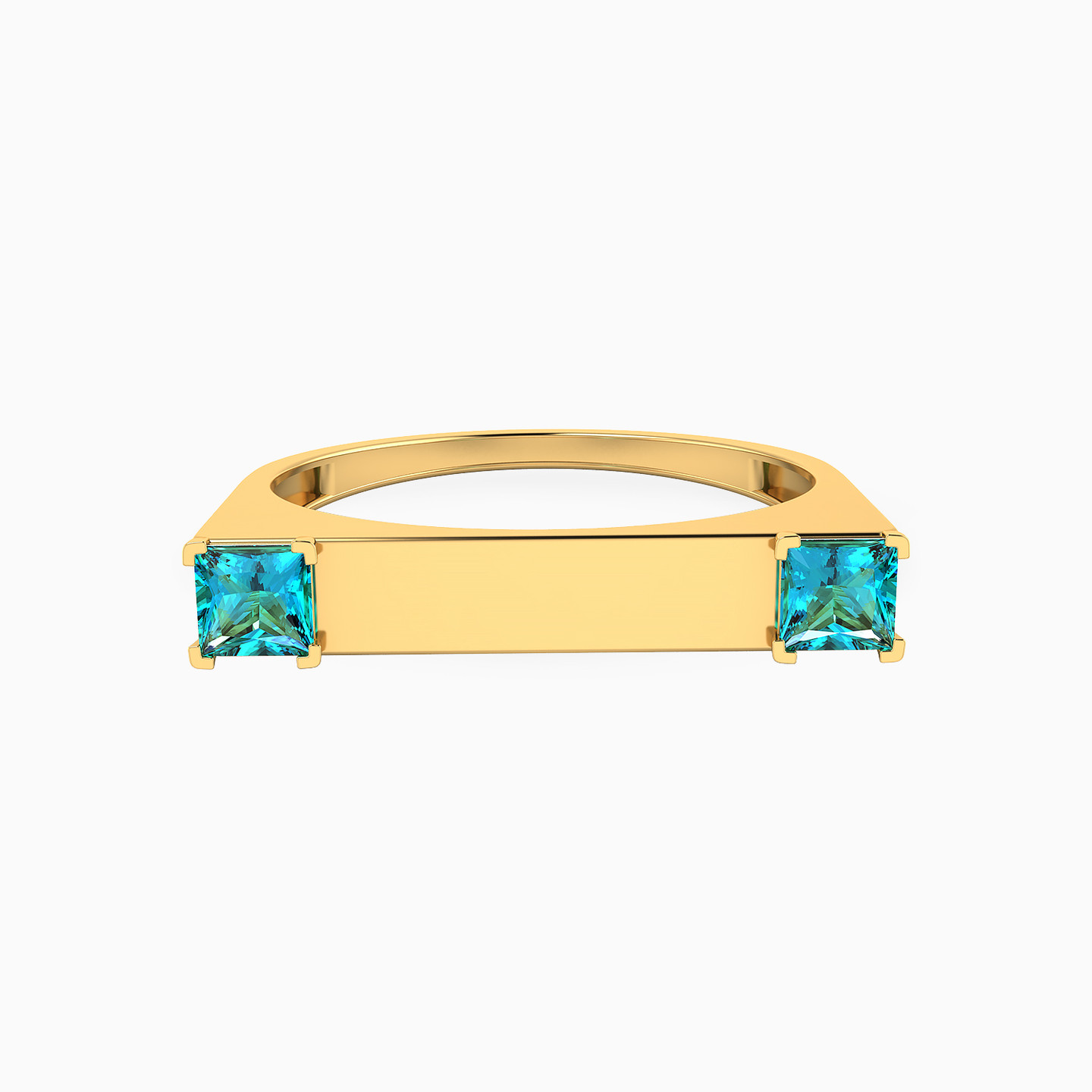 18K Gold Colored Stones Statement Ring