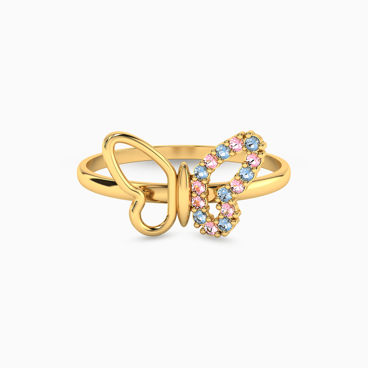 18K Gold Colored Stones Statement Ring