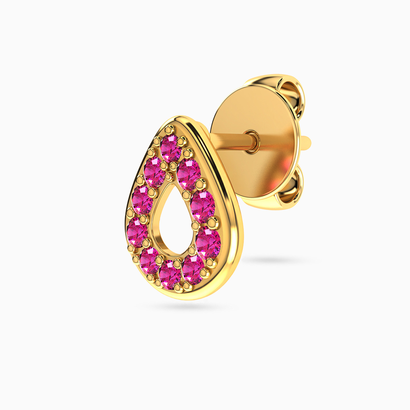 Pear Shaped Colored Stones Stud Earrings in 18K Gold - 3