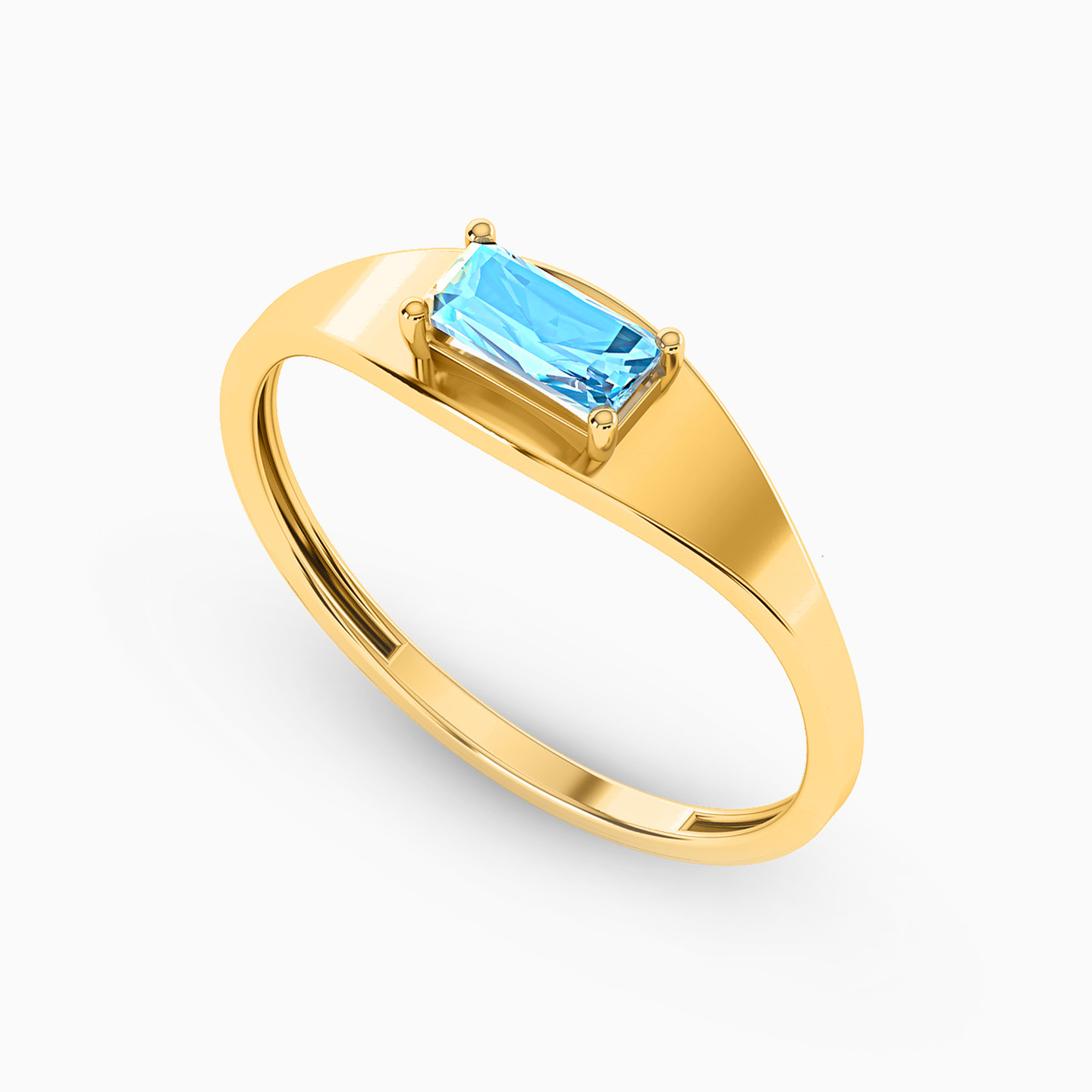 Baguette Colored Stones Ring in 18K Gold - 2 Baguette Colored Stones Ring in 18K Gold - 2