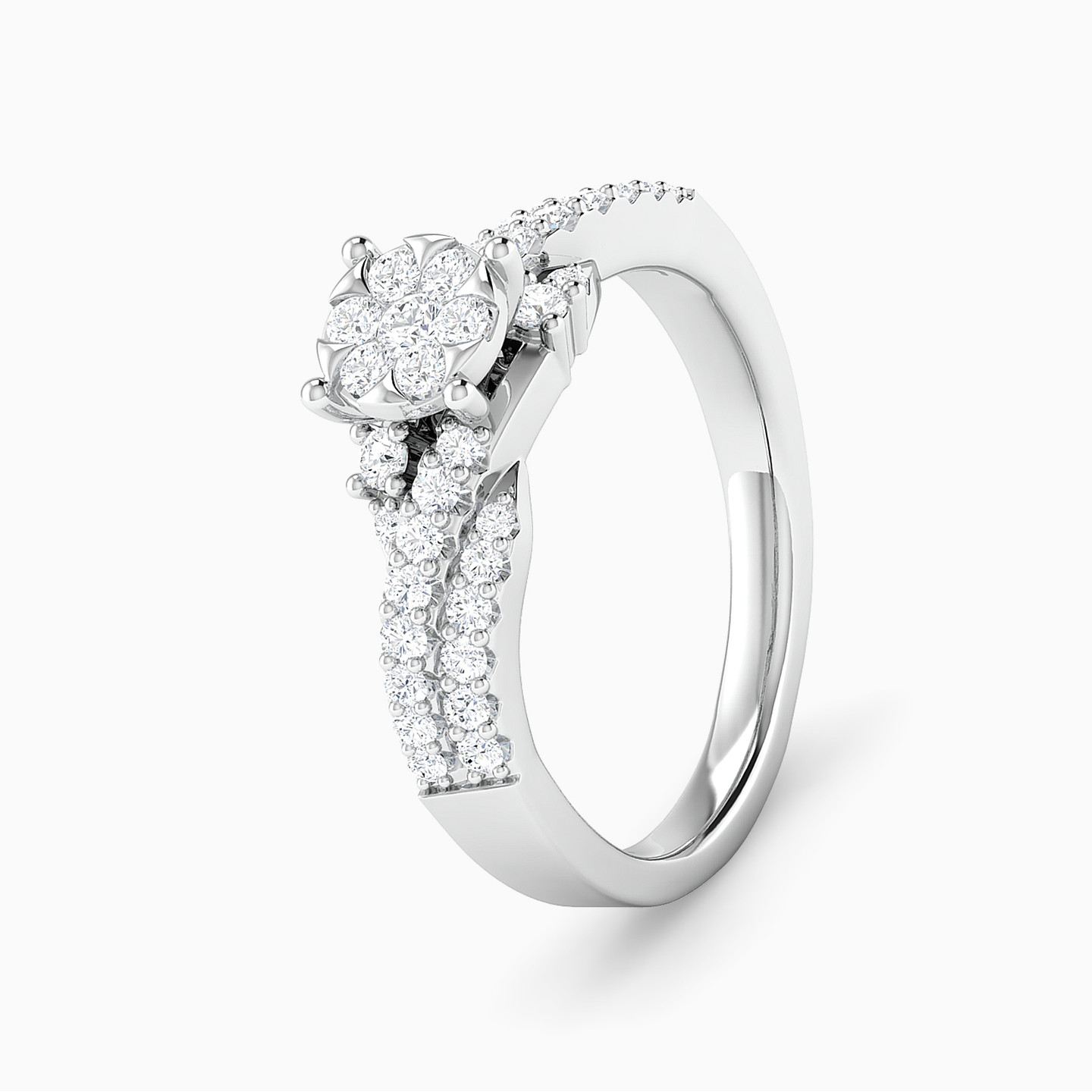 خاتم توينز ذهب دائري عيار 18 قيراط مزين بالألماس - 3 خاتم توينز ذهب دائري عيار 18 قيراط مزين بالألماس - 3