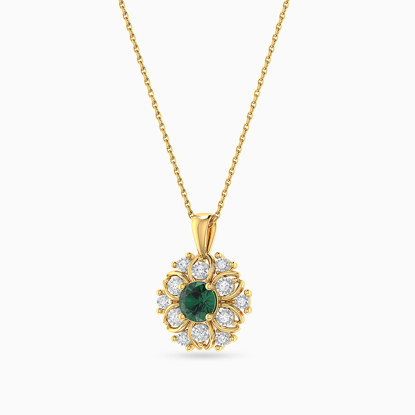 18K Gold Diamond & Colored Stones Pendant  - 3