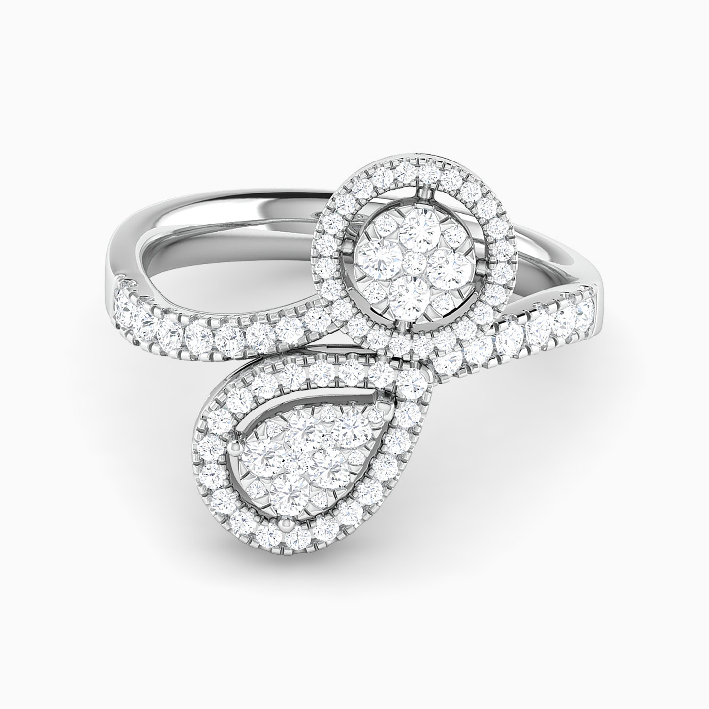 Multi-shaped Diamond Two-headed Ring in 18K Gold - 2 Multi-shaped Diamond Two-headed Ring in 18K Gold - 2