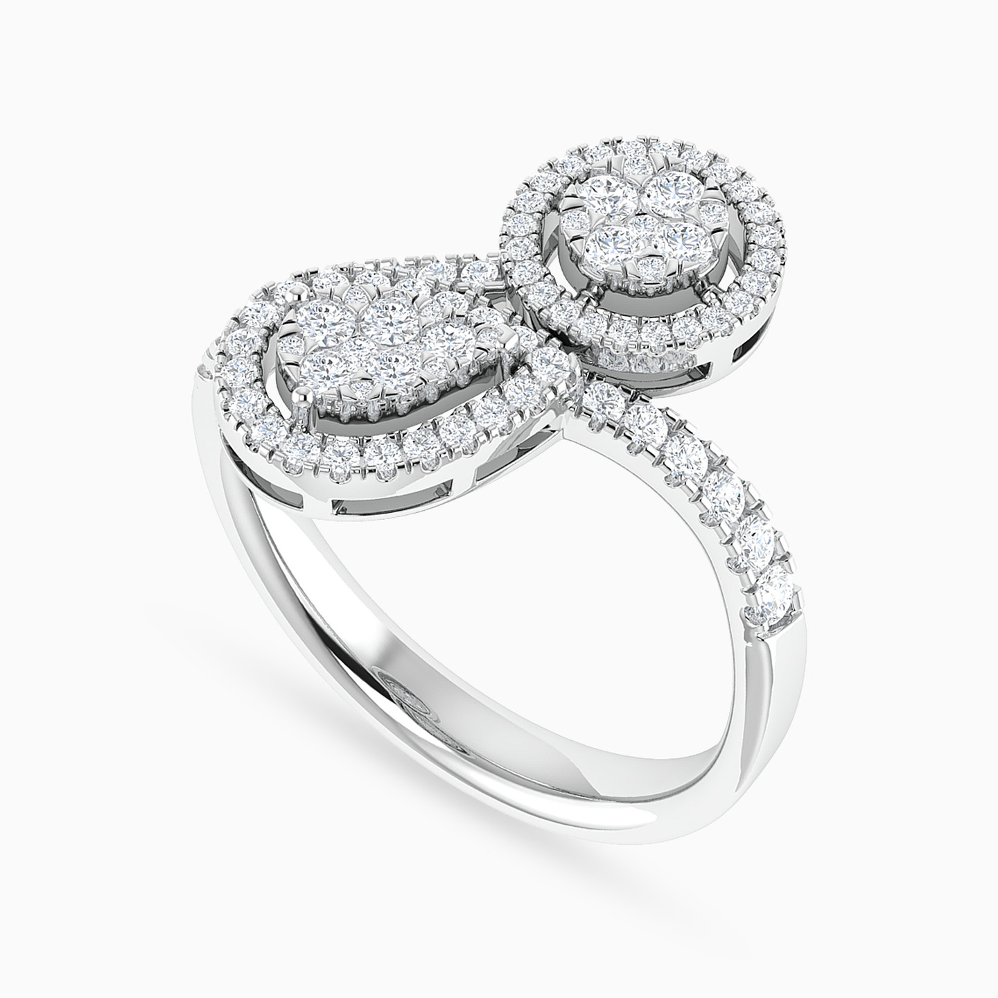 Multi-shaped Diamond Two-headed Ring in 18K Gold - 4 Multi-shaped Diamond Two-headed Ring in 18K Gold - 4