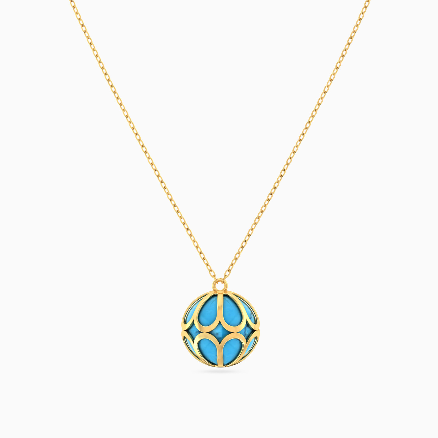 Sphere Colored Stones Necklace in 18K Gold - 3 Sphere Colored Stones Necklace in 18K Gold - 3