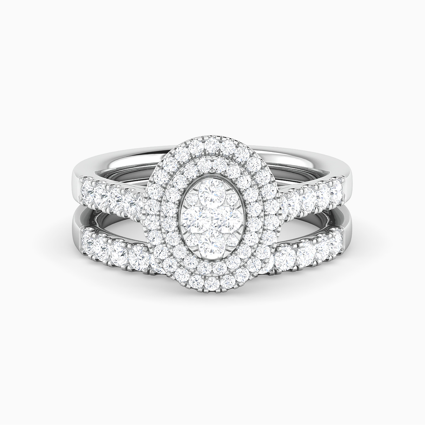 Oval Diamond Twin Rings in 18K Gold - 5 Oval Diamond Twin Rings in 18K Gold - 5