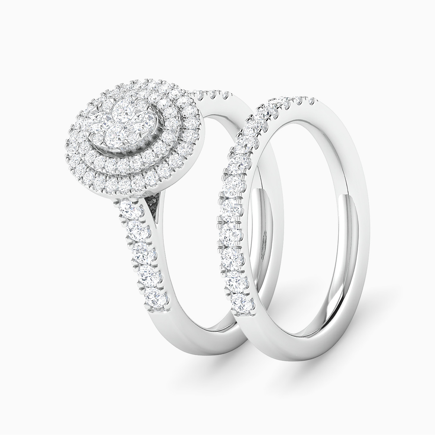 Oval Diamond Twin Rings in 18K Gold