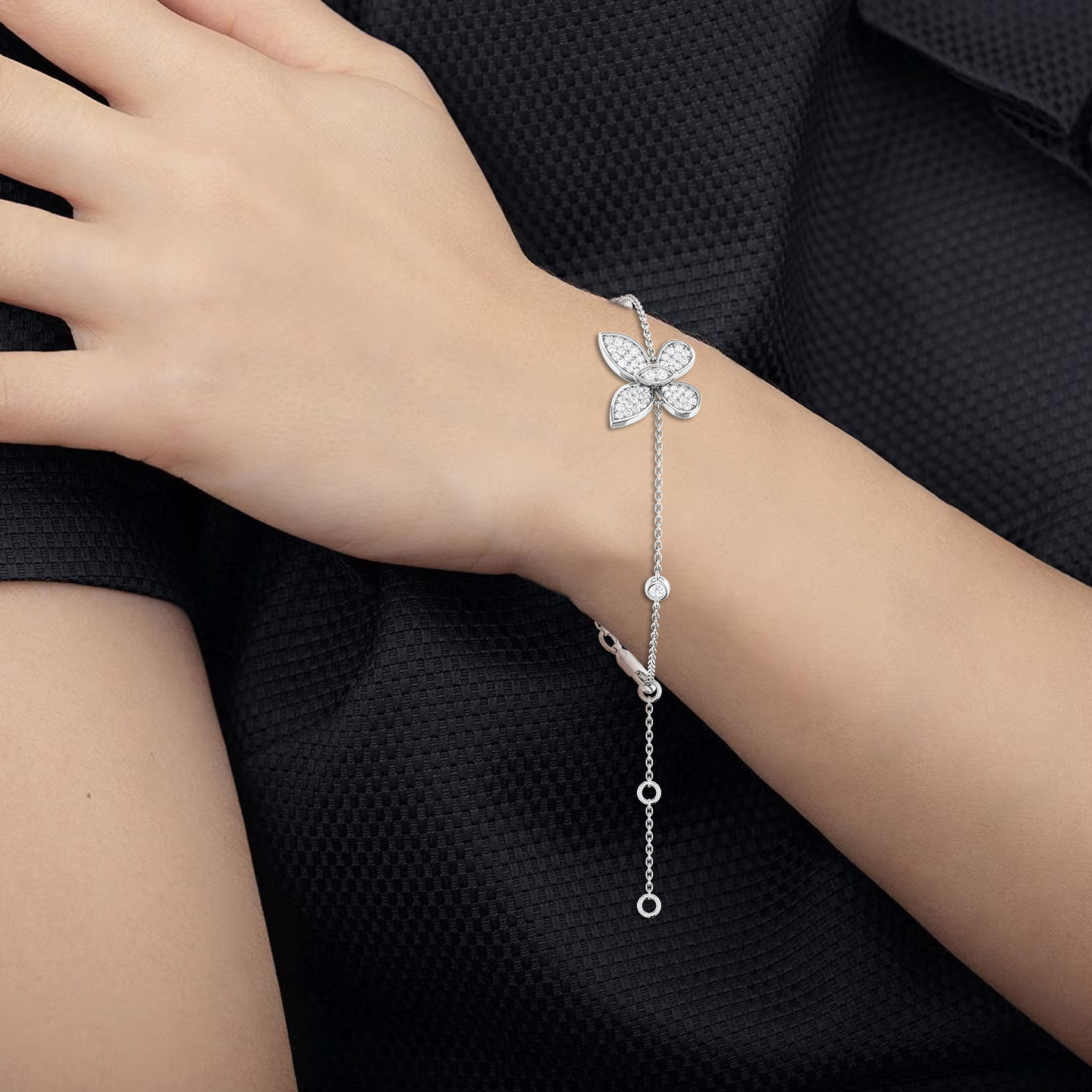 Butterfly Diamond Chain Bracelet in 18K Gold - 2 Butterfly Diamond Chain Bracelet in 18K Gold - 2