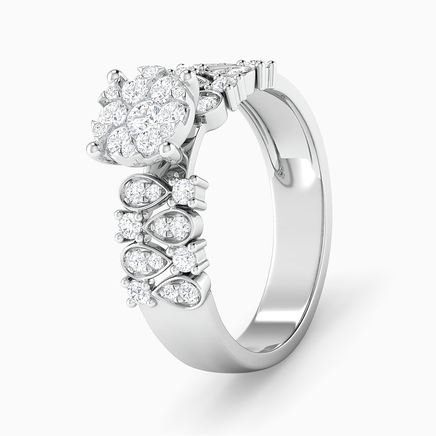 خاتم توينز ذهب دائري عيار 18 قيراط مزين بالألماس - 3 خاتم توينز ذهب دائري عيار 18 قيراط مزين بالألماس - 3