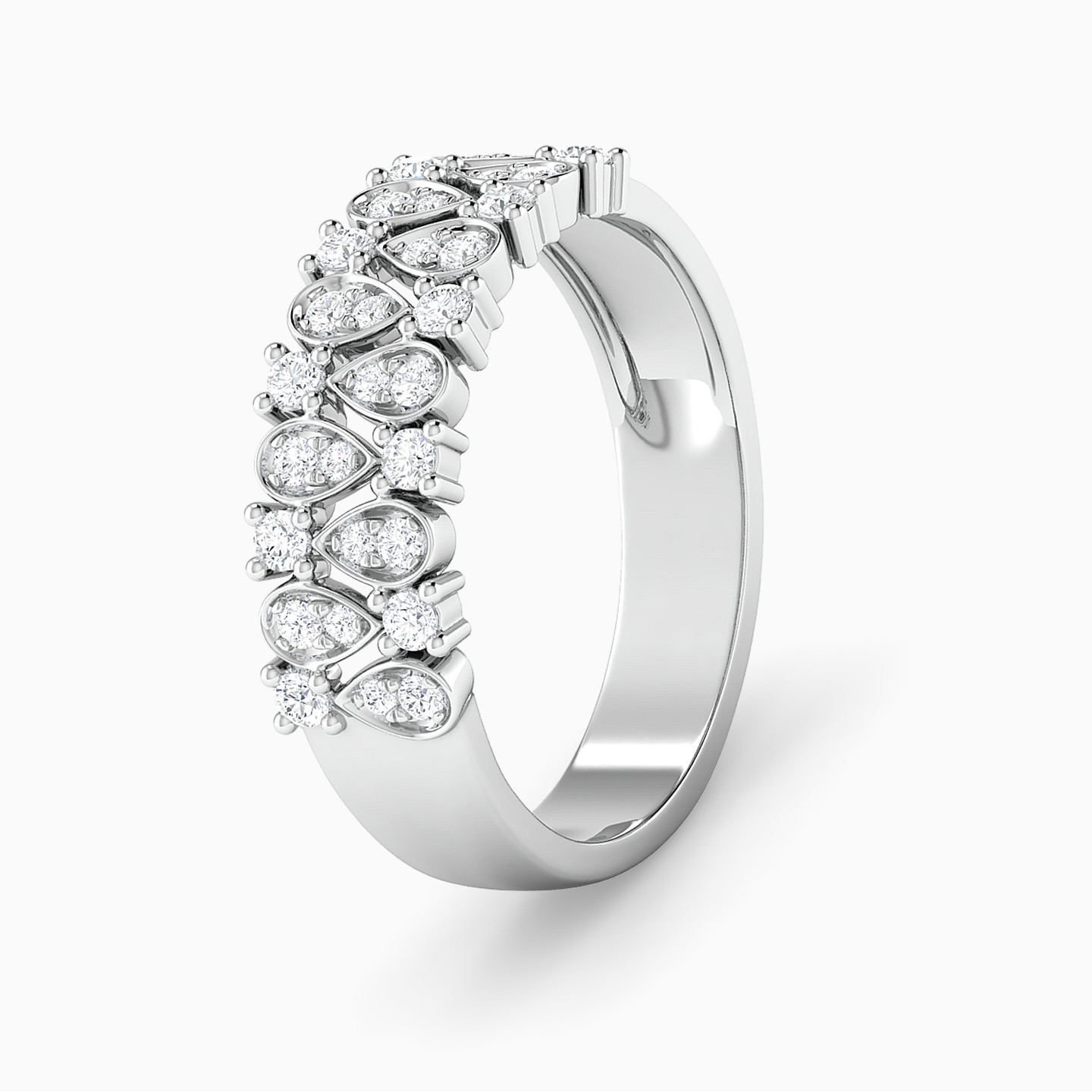 خاتم توينز ذهب دائري عيار 18 قيراط مزين بالألماس - 4 خاتم توينز ذهب دائري عيار 18 قيراط مزين بالألماس - 4