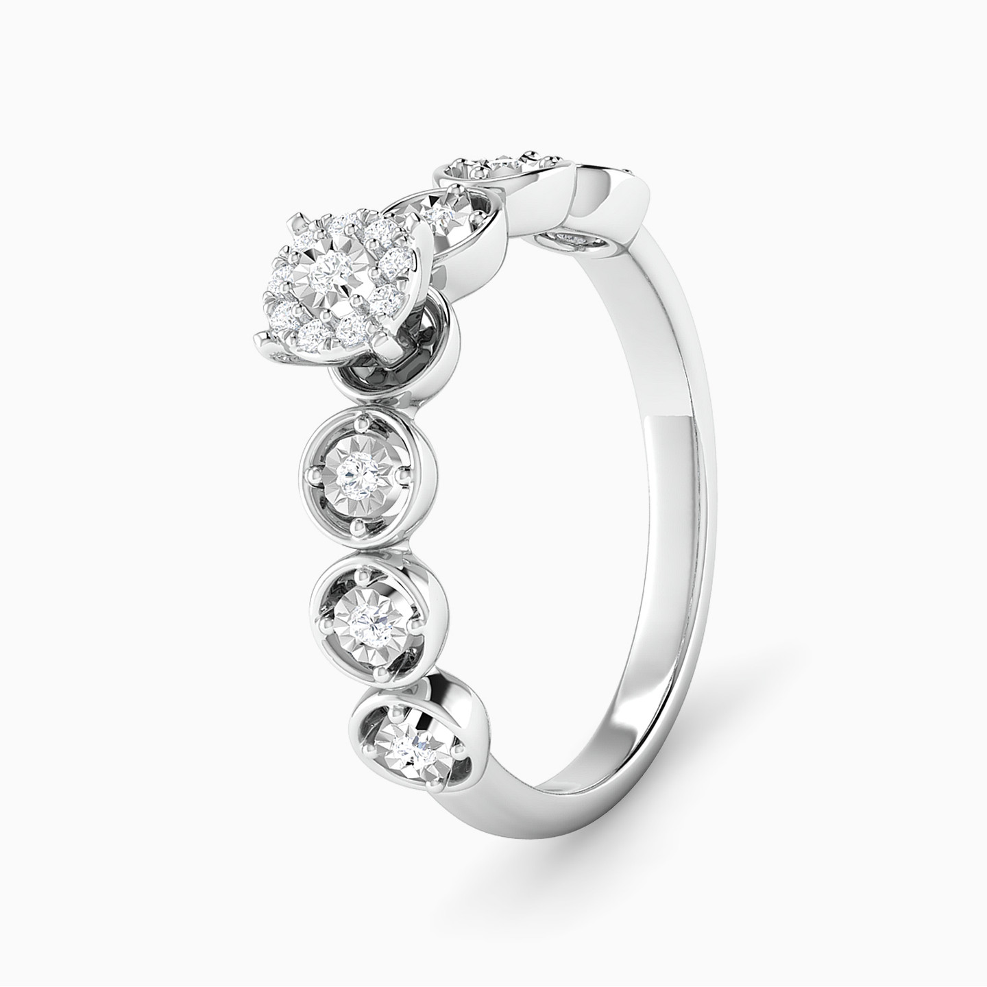 Circle Diamond Twin Rings in 18K Gold - 3 Circle Diamond Twin Rings in 18K Gold - 3