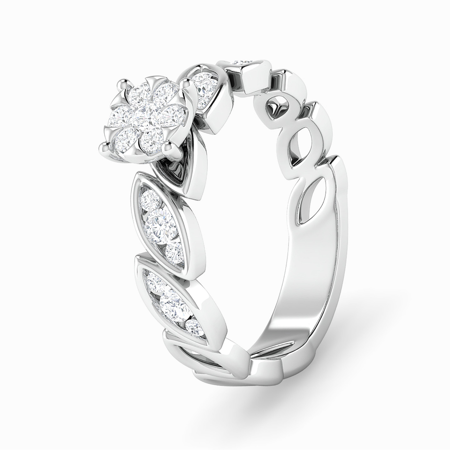 خاتم توينز ذهب دائري عيار 18 قيراط مزين بالألماس - 3 خاتم توينز ذهب دائري عيار 18 قيراط مزين بالألماس - 3