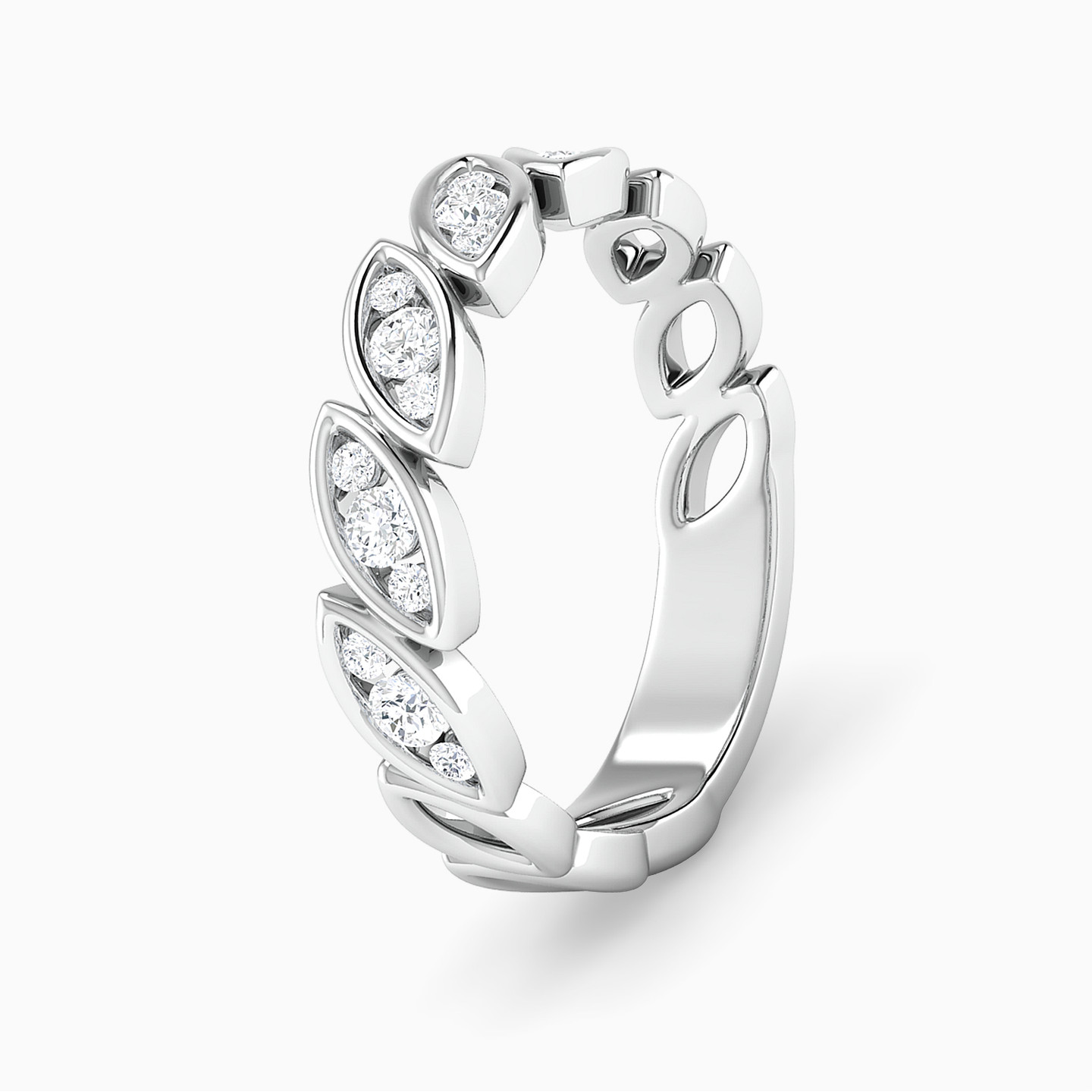 خاتم توينز ذهب دائري عيار 18 قيراط مزين بالألماس - 4 خاتم توينز ذهب دائري عيار 18 قيراط مزين بالألماس - 4