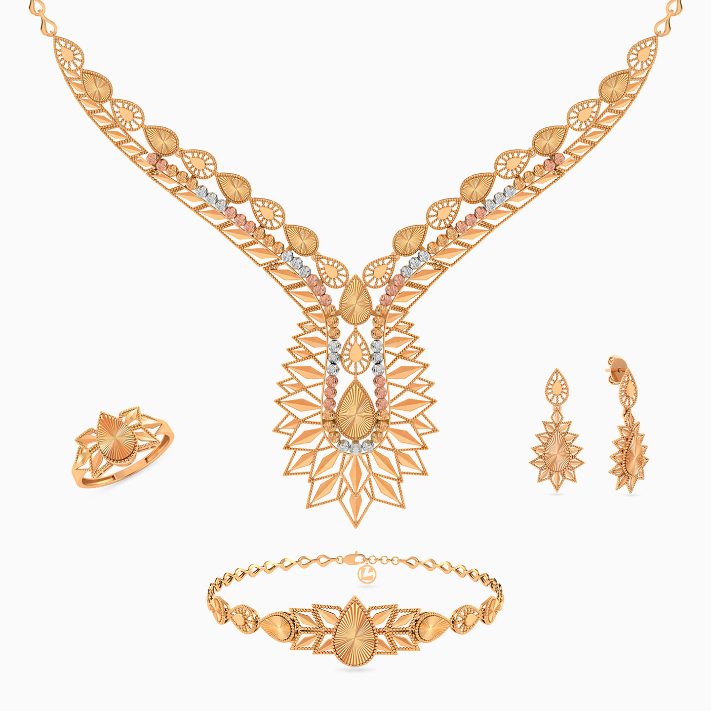 طقم كامل شكل قطرة عيار 21 قيراط (4 قطع) طقم كامل شكل قطرة عيار 21 قيراط (4 قطع)