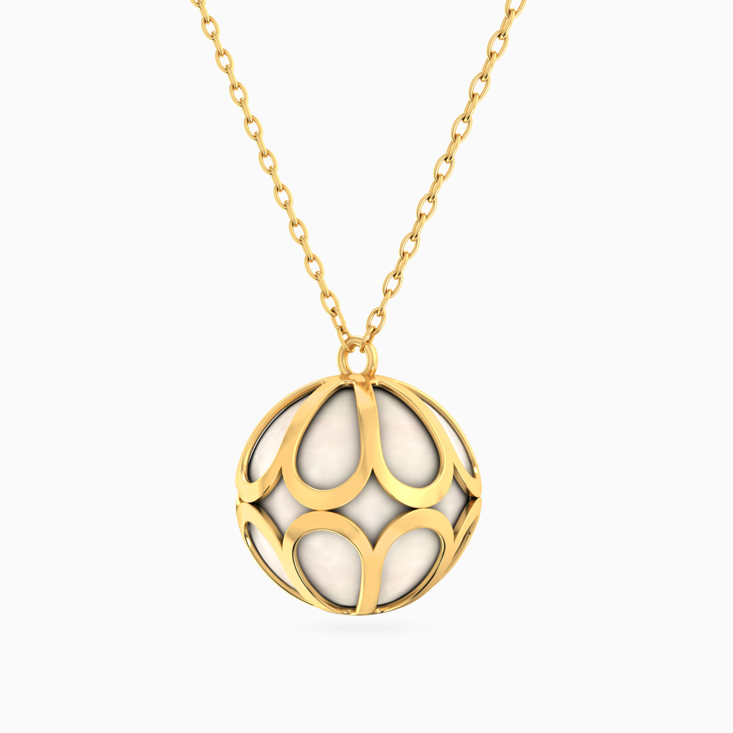 Sphere Shaped Colored Stones Pendant with 18K Gold Chain - 2