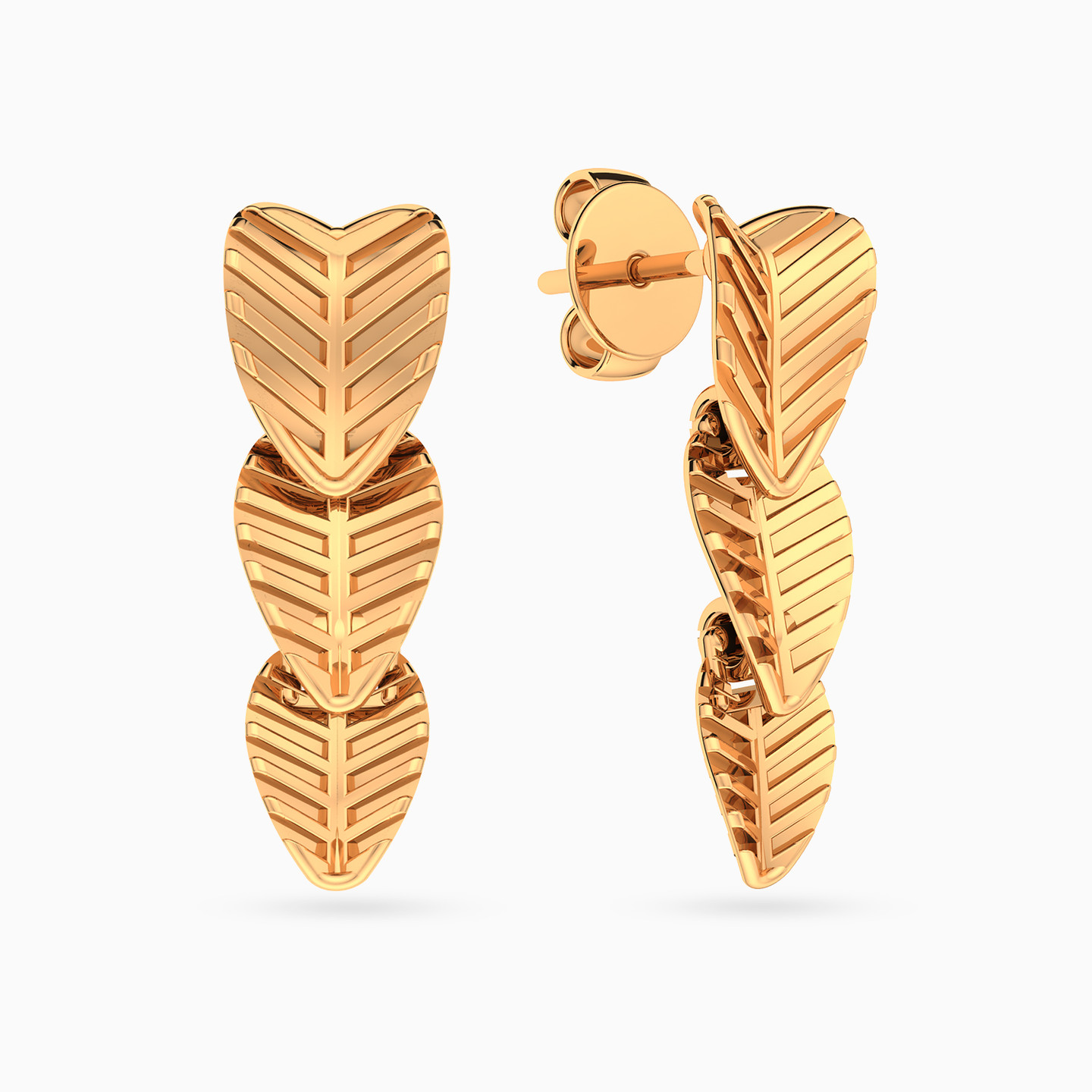 طقم ذهب ورقة شجر شجر عيار 21 قيراط مزين بأحجار الزركون (4 قطع) - 6 طقم ذهب ورقة شجر شجر عيار 21 قيراط مزين بأحجار الزركون (4 قطع) - 6