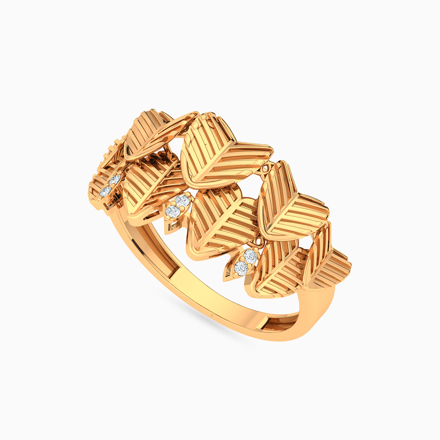 طقم ذهب ورقة شجر شجر عيار 21 قيراط مزين بأحجار الزركون (4 قطع) - 5 طقم ذهب ورقة شجر شجر عيار 21 قيراط مزين بأحجار الزركون (4 قطع) - 5