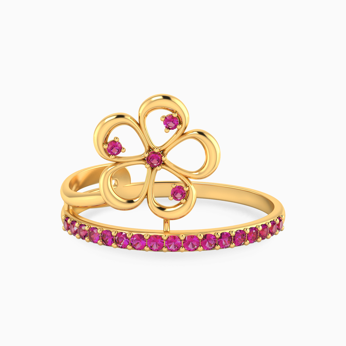 Flower Shaped Rose Stone Statement Ring in 18K Gold Flower Shaped Rose Stone Statement Ring in 18K Gold