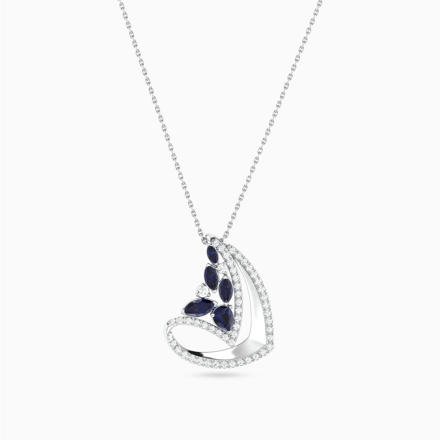 Multi-shaped Diamond & Blue Stone Pendant in 18K Gold Multi-shaped Diamond & Blue Stone Pendant in 18K Gold