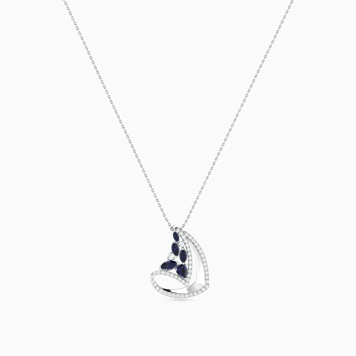 Multi-shaped Diamond & Blue Stone Pendant in 18K Gold - 4 Multi-shaped Diamond & Blue Stone Pendant in 18K Gold - 4