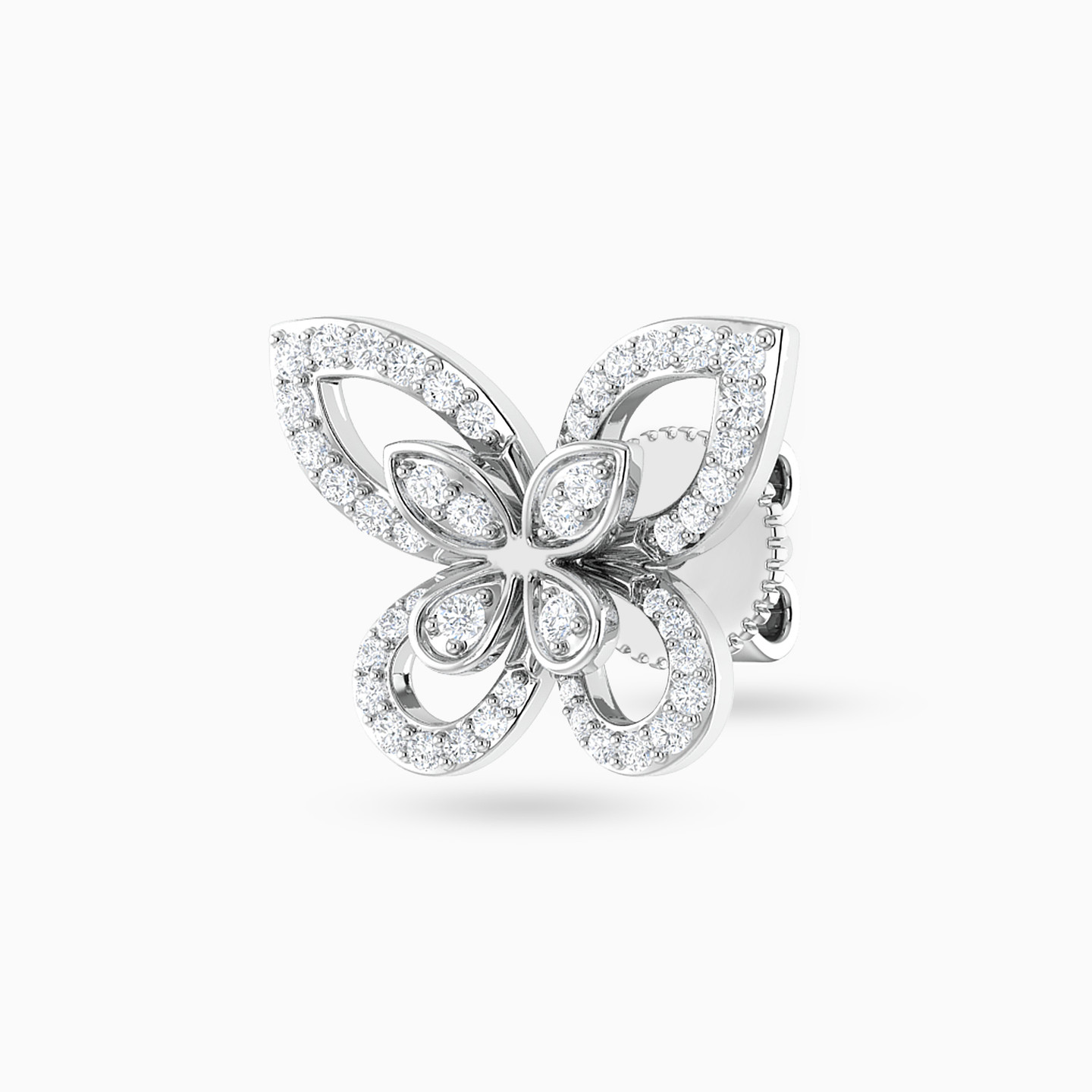 أقراط صغيرة ذهب فراشة عيار 18 قيراط مزينة بالألماس   - 4