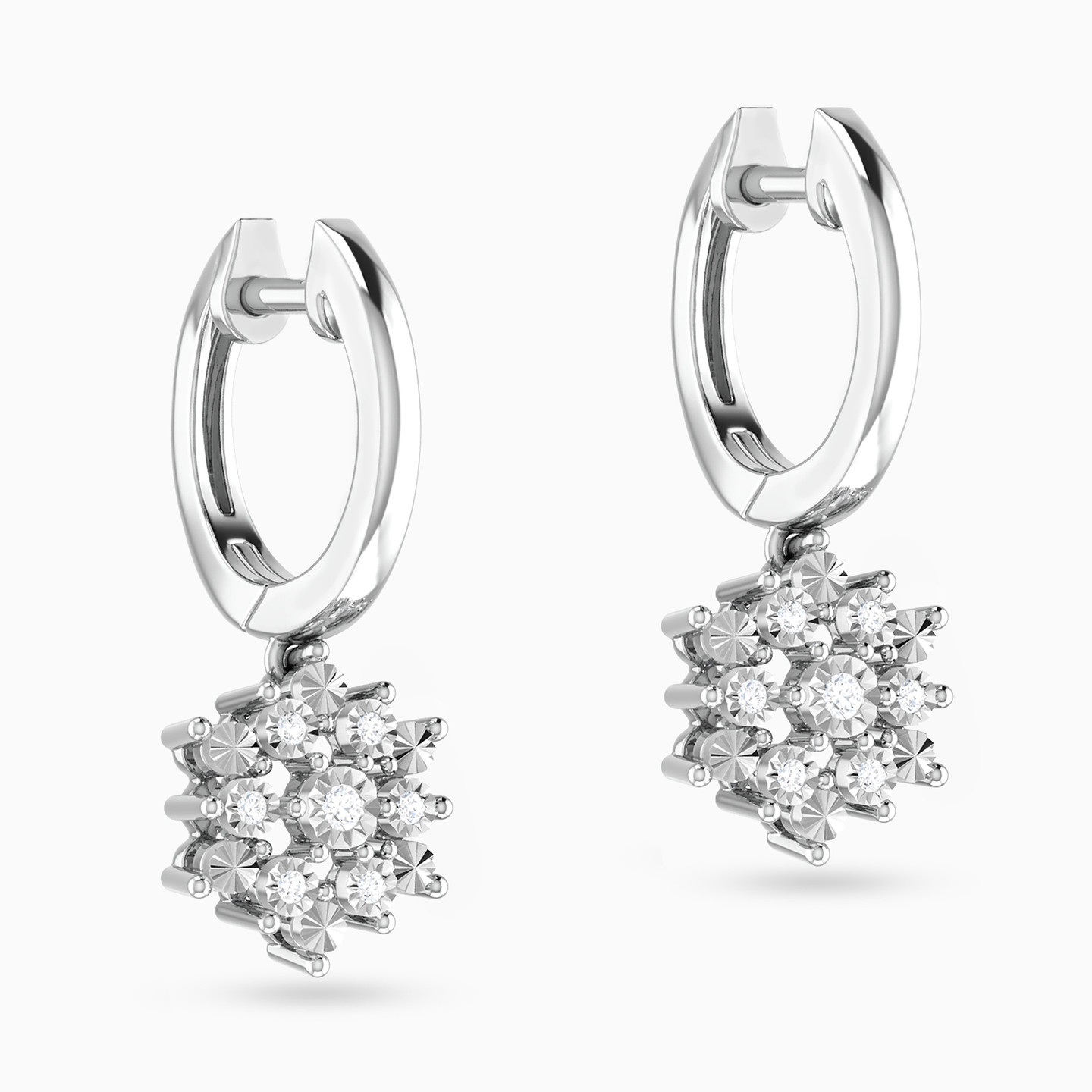 18K Gold Diamond Drop Earrings - 3