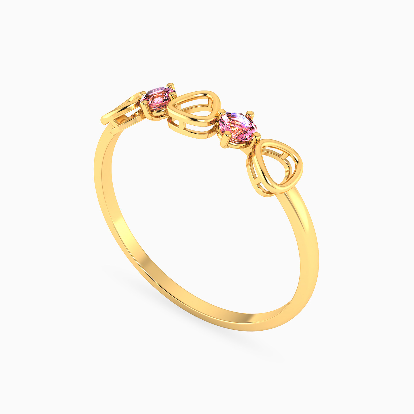 18K Gold Colored Stones Statement Ring - 2