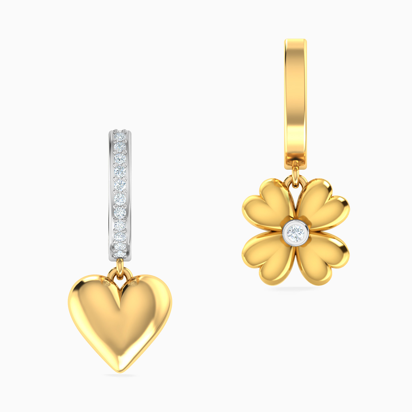 Flower Diamonds Drop Earrings in 18K Gold Flower Diamonds Drop Earrings in 18K Gold