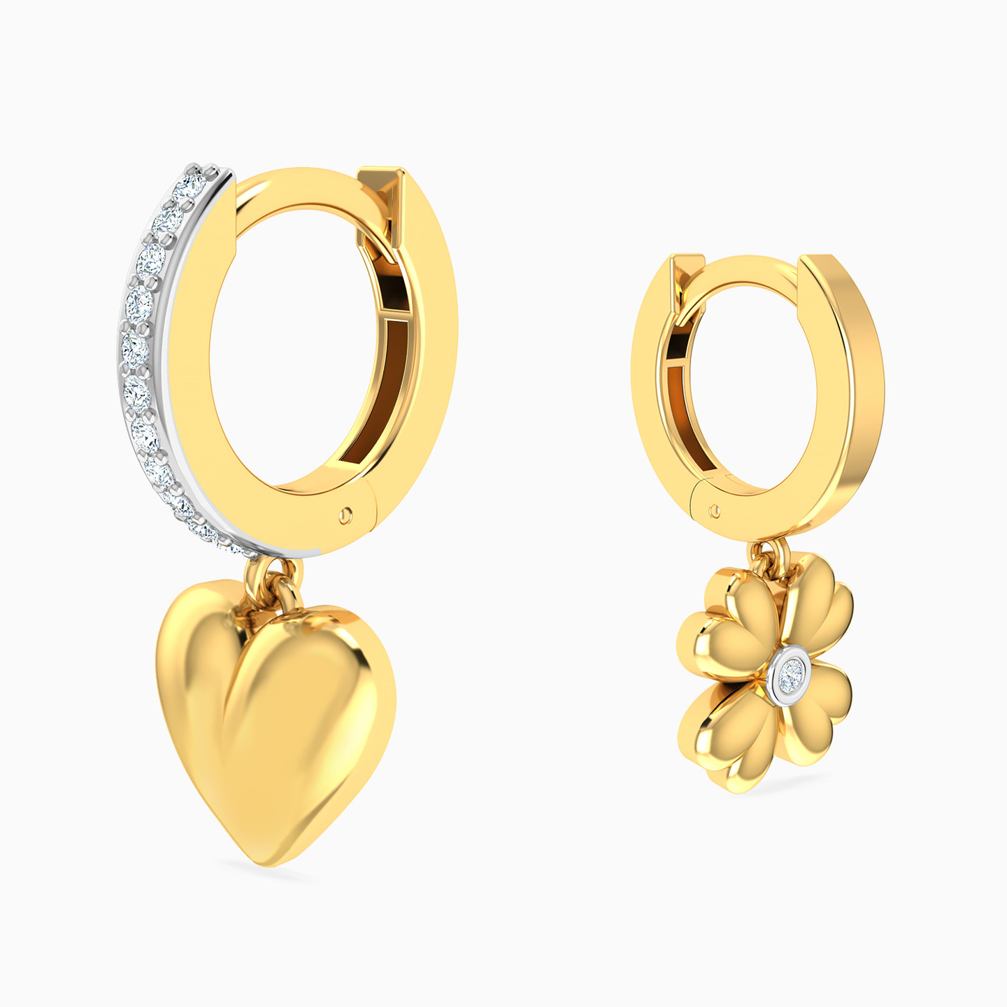 Flower Diamonds Drop Earrings in 18K Gold - 3 Flower Diamonds Drop Earrings in 18K Gold - 3