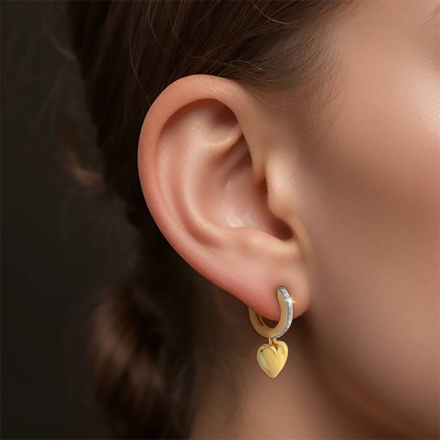 Flower Diamonds Drop Earrings in 18K Gold - 5 Flower Diamonds Drop Earrings in 18K Gold - 5
